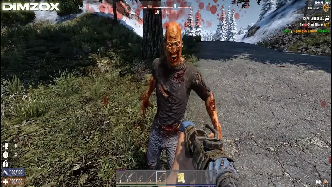 7 Days to Die close-range zombie fight with a scoped rifle