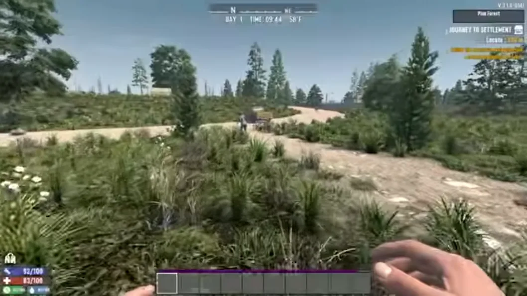 7 Days to Die loot run on a Pine Forest dirt road