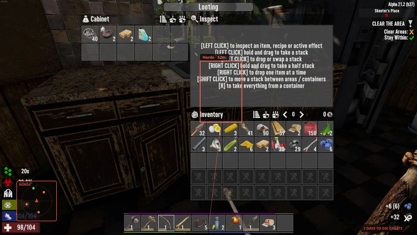 Wallhack view through a 7 Days to Die point of interest